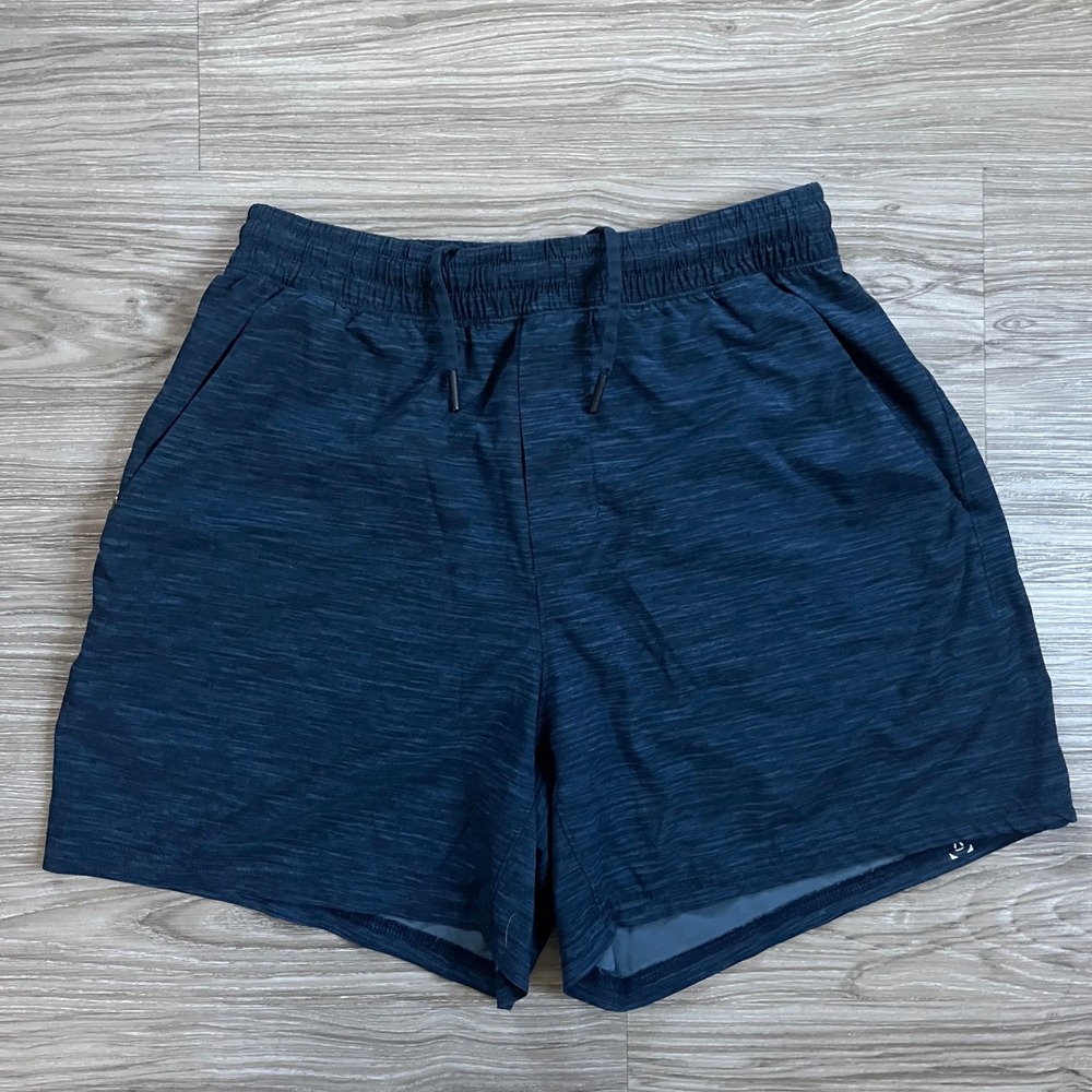 Lululemon Pace Breaker Lined Shorts 5 Mens Small Navy Blue Heathered Space Dye